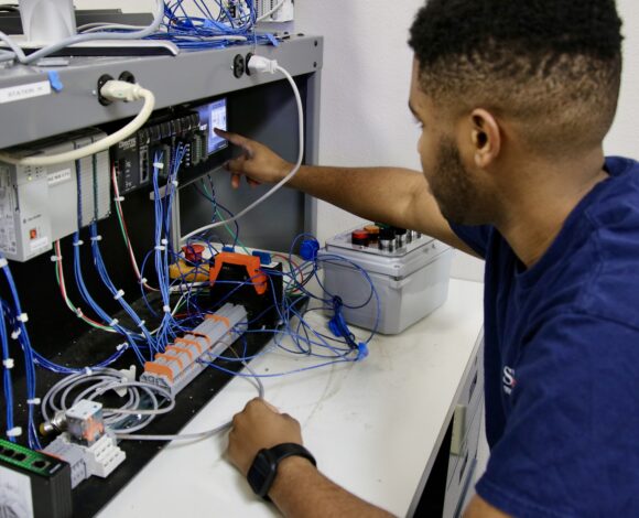 At TSTC, each Automation and Controls Technology student will build and work with their own programmable logic controller and human machine interface trainer. (Photo courtesy of TSTC.)
