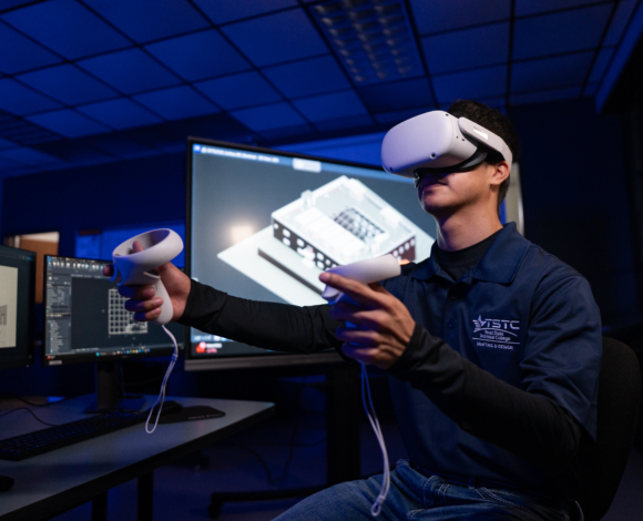 a student using VR headset