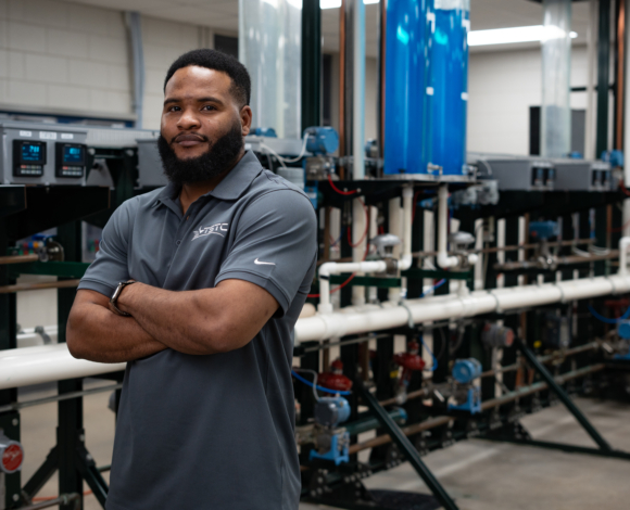 instrumentation student in the lab